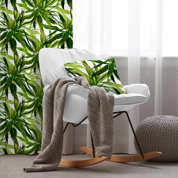 Tropik Desenli Fon Perde Evim432 Kumaşı Kalındır Duck Bezi Değildir- Mavi-beyaz