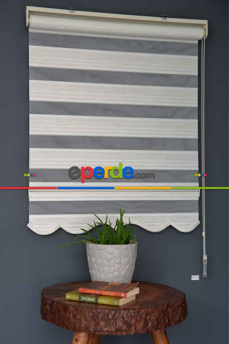 Halim Perdesan Plz-800 Keten & Beyaz Renk Etekli Veya Eteksiz Zebra Stor Perde