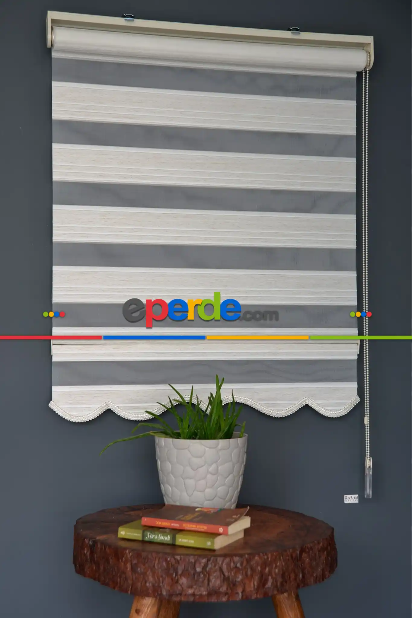 Halim Perdesan Plz-800 Keten & Beyaz Renk Etekli Veya Eteksiz Zebra Stor Perde