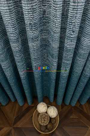 Hazır Ölçülü Fırsat Ürünü Modern Çizgili Örme Tül - Turkuaz ( Degrade Geçişli )