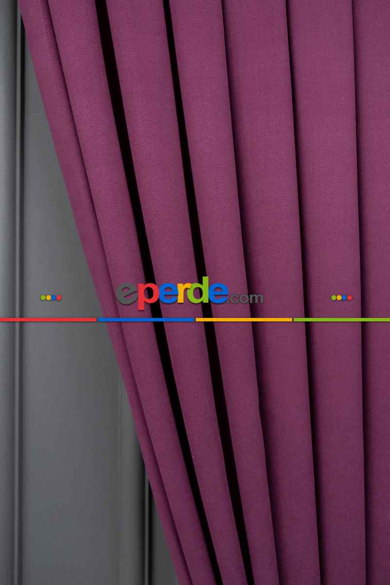 Salon - Vişne Rengi Düz Fon Perde Dökümlü En 