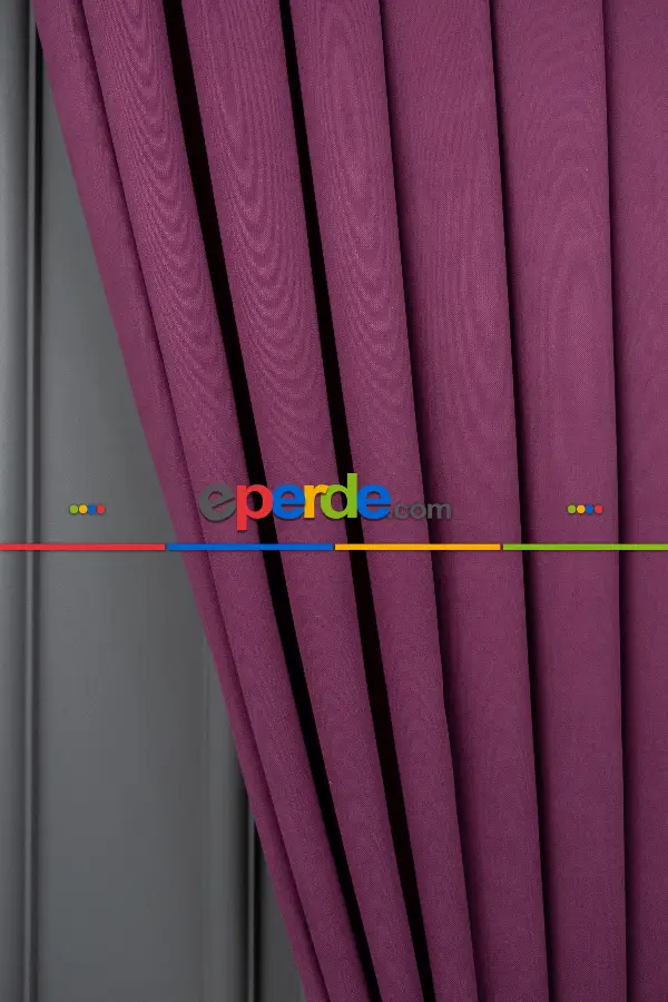 Salon - Vişne Rengi Düz Fon Perde Dökümlü En 