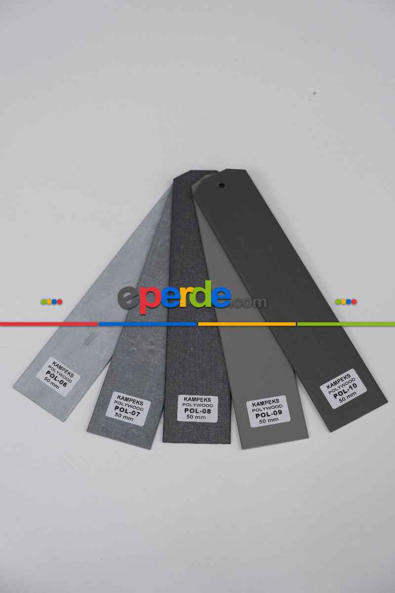 Oda Perde - 50 Mm Ahşap Görünümlü Jaluzi Perde, Polywood , Su İle Temastan Etkilenmez, Alev Almaz, Antrasit, Siyah Ve Ahşap Tonlarında