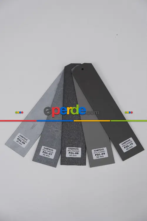 Oda Perde - 50 Mm Ahşap Görünümlü Jaluzi Perde, Polywood , Su İle Temastan Etkilenmez, Alev Almaz, Antrasit, Siyah Ve Ahşap Tonlarında