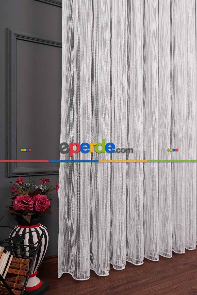 Yatak Odası - Makarna Çizgili Armür Tül Perde Akdz 1070
