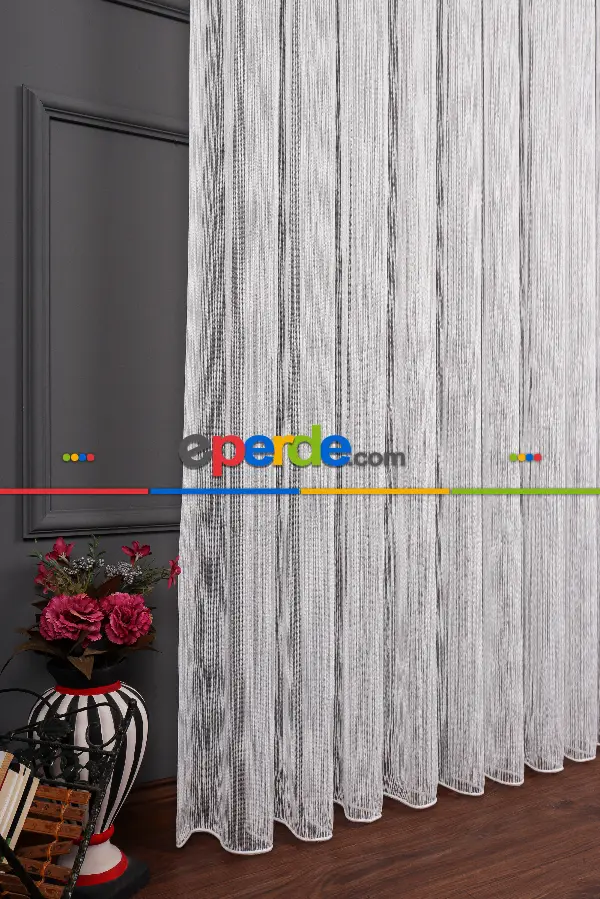 Yatak Odası - Makarna Çizgili Armür Tül Perde Akdz 1070