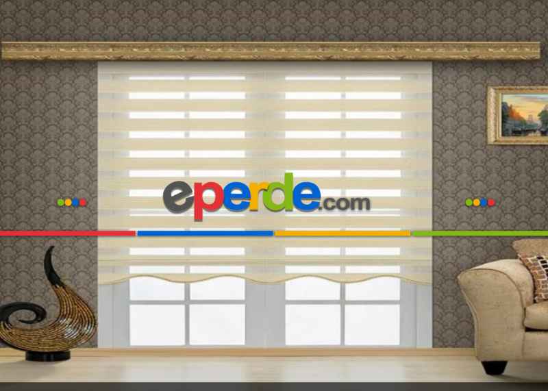 Oturma Odası - Geniş Krem Plise Zebra Perde- Krem