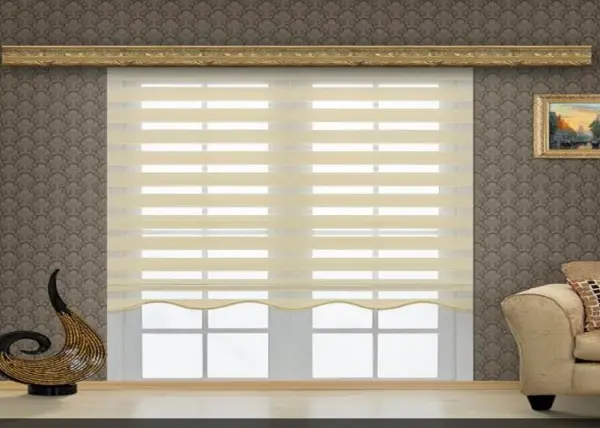 Geniş Krem Plise Zebra Perde- Krem