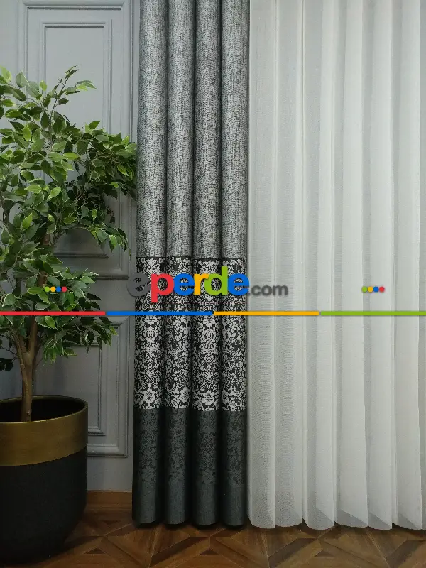 Lens Akıllı Dikey Tül Perde Antik-53- Çok Renkli 2