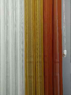 2021 Sezonu - Tül Dikey Zebra Perde - Stor Tül Perde Hepsi Birarada- Turuncu-ekru-hardal Sarısı
