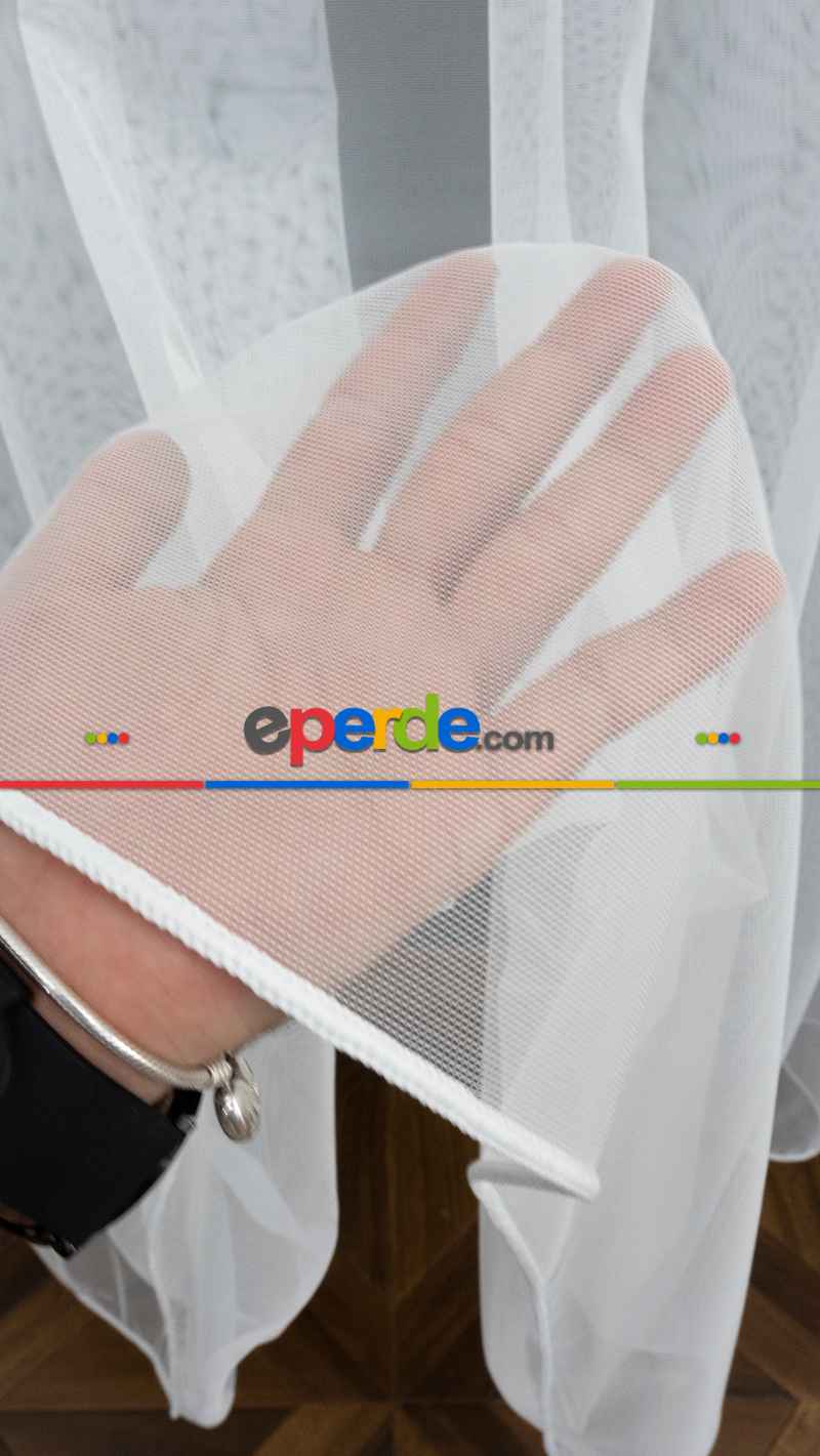 Çocuk Odası - Grek Tül Düz Zemin Dökümlü Ekru Tül- Ekru