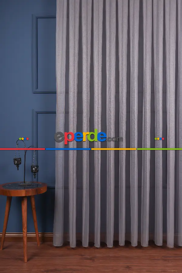 Ofelya Gri - Düz Tül Perde