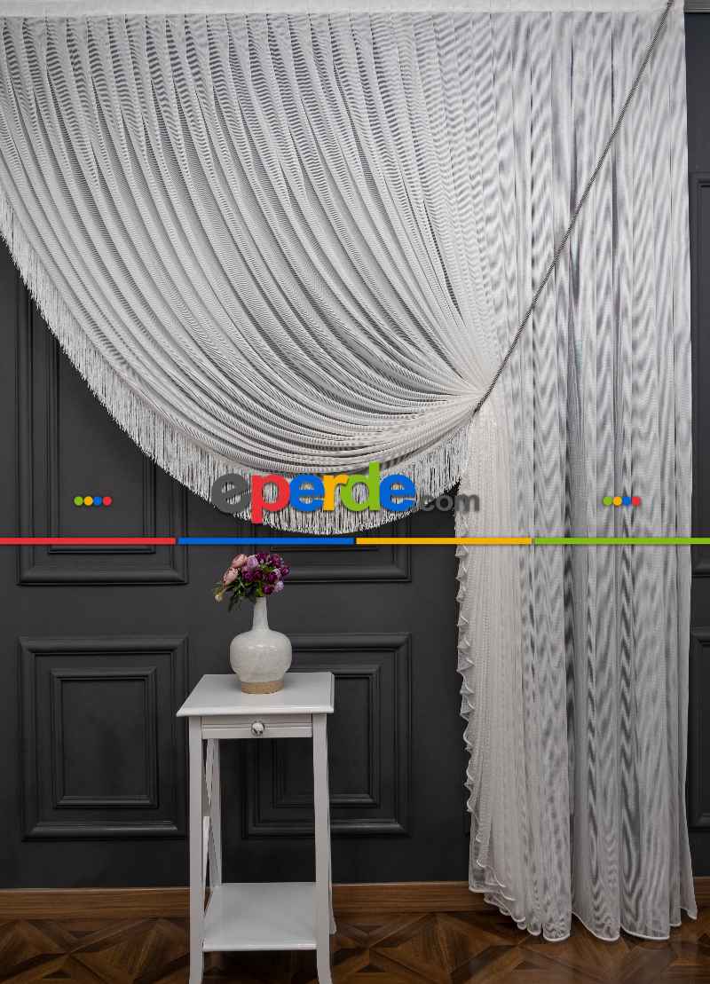 Salon Yalancı Kruvaze - Tülden Fon - Yana Toplamalı Tül - Kordon Toplama Tül - Çift Veya Tek Kanat - Püskül İlave Ücretlidir