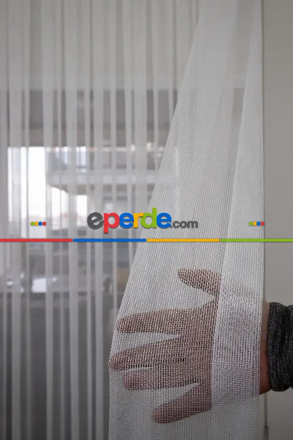 Çizgili Düz Tül Perde - Dökümlü - Ütü İstemez Çelik Tül - Kurşunlu Tül