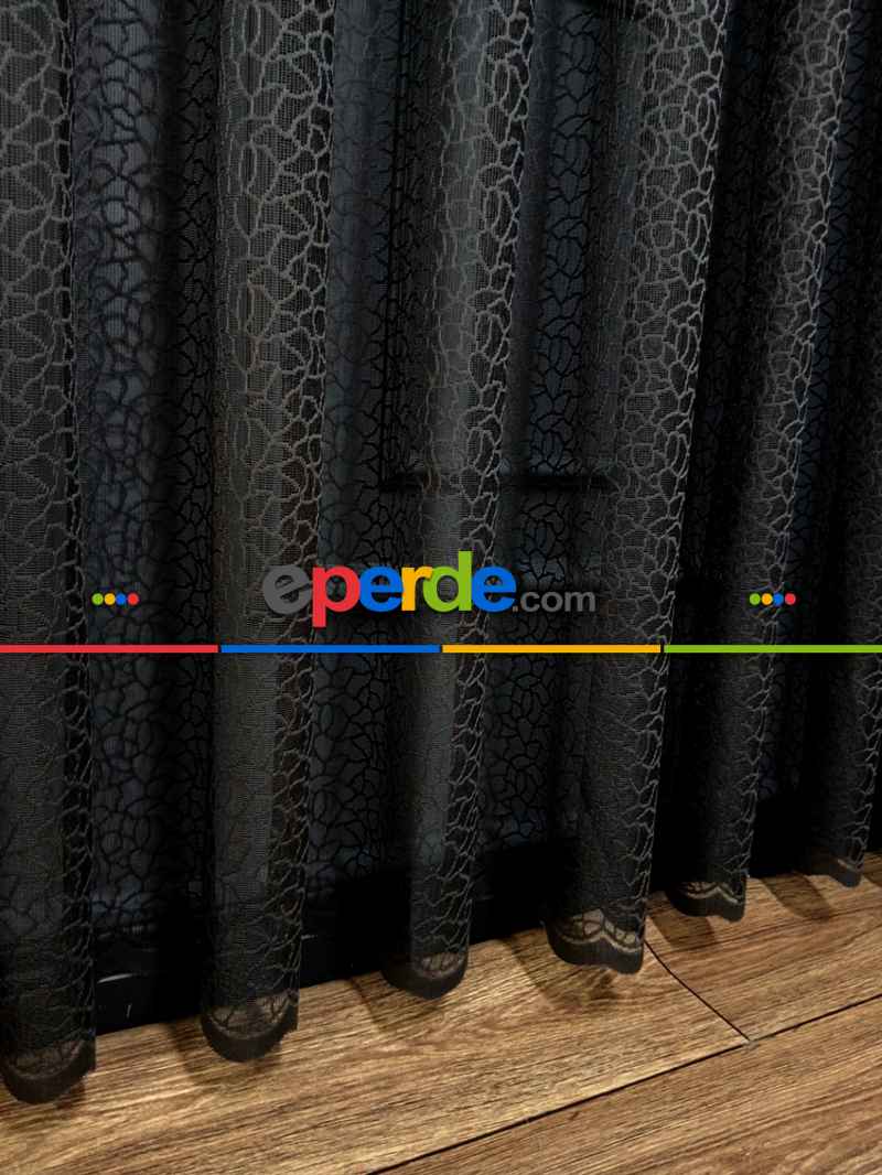 Gri Füme Antrasit Leopar Desen Desen Modern Tül Perde