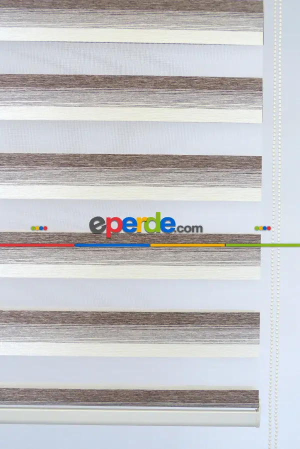 Krem-kahve Bambu Zebra Perde- Kahverengi-krem