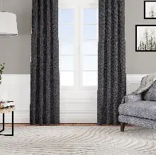 Oturma Odası - Kadife Dokulu Fon Perde Pilesiz Tek Kanat Siyah