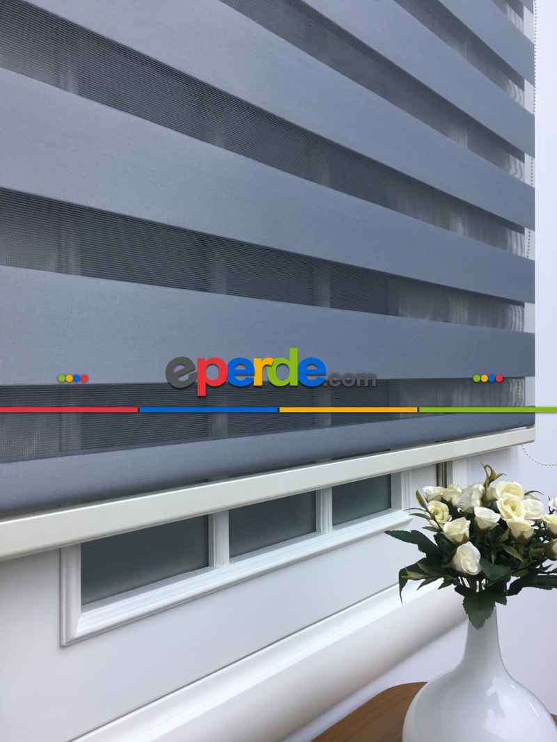 Mutfak - Zebra Perde - Düz Zebra Perde- Füme