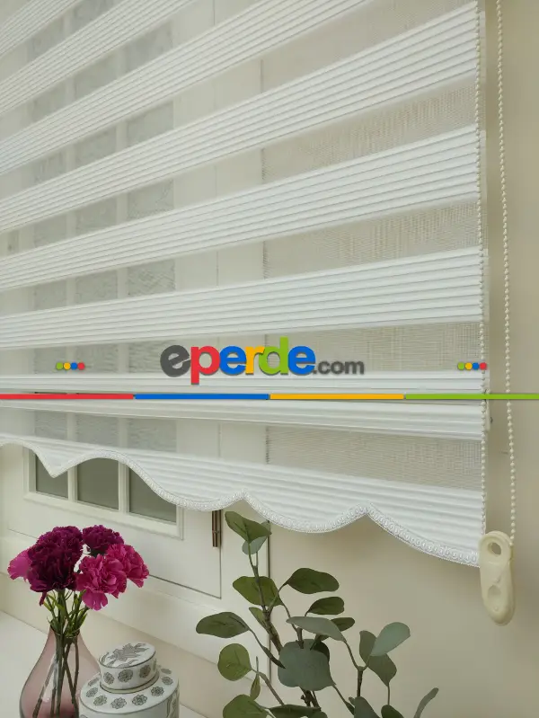 Yatak Odası - Zebra Perde - Dar Pileli Zebra Perde- Ekru