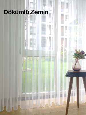 Hayal Perde Naturel Zemin Düz Tül Perde - Ekru Renk- Ekru - Kurşunlu Tül