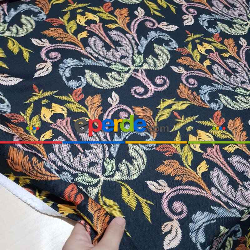 Etnik Desenli Fon Perde Evm203 Kumaşı Kalındır Duck Bezi Değildir-  Çok Renkli 3