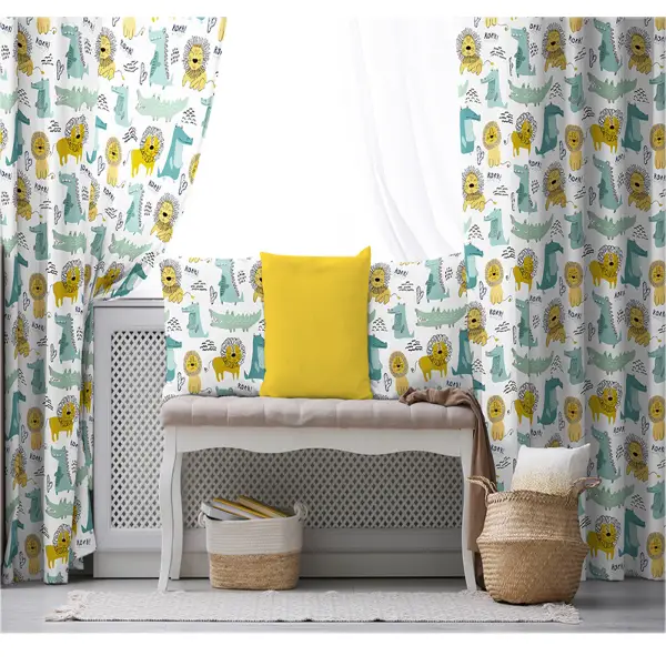 Çocuk Odası - Çocuk Odası Fon Perde Evim1088 Kumaşı Kalındır Duck Bezi Değildir- Mavi-beyaz