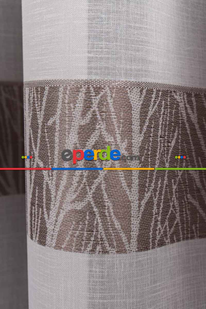 Salon Tül Modelleri - Keten Etek Dokuma Ekru-gri Tül Perde