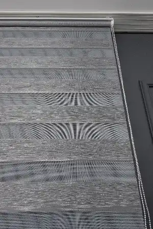 Zebra Perde - Gümüş Simli Kırık Pileli Zebra Perde, Lüx Orjinal