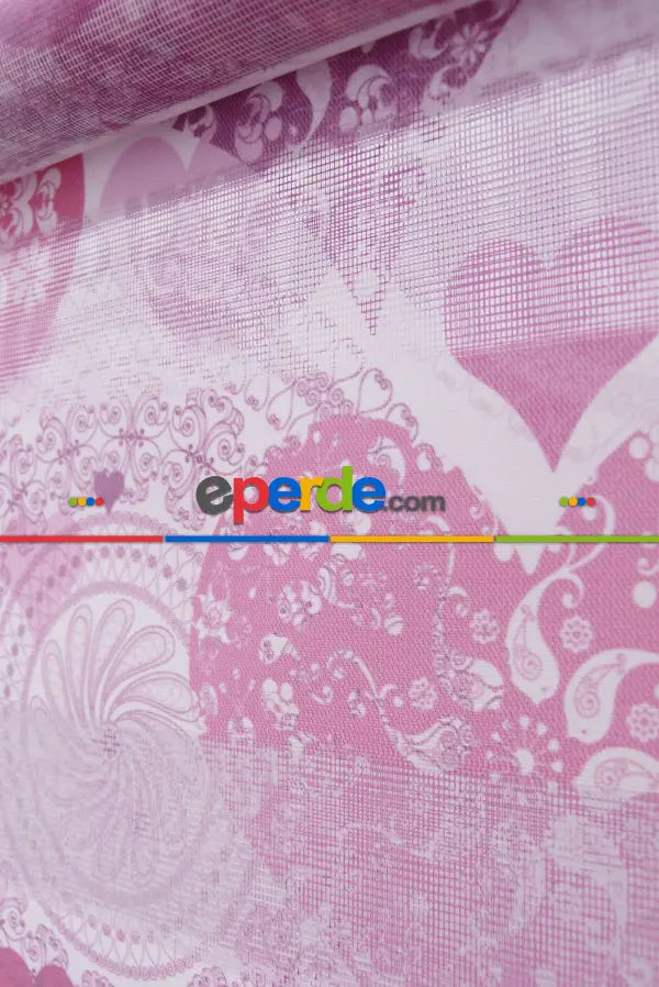 Kalpli Desen Zebra Perde- Pembe Koyu