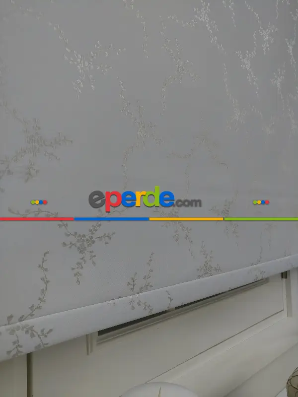 Salon Stor Perde - Gri Krem Desenli Blackout Karartma- Beyaz-krem- Çok Renkli 2