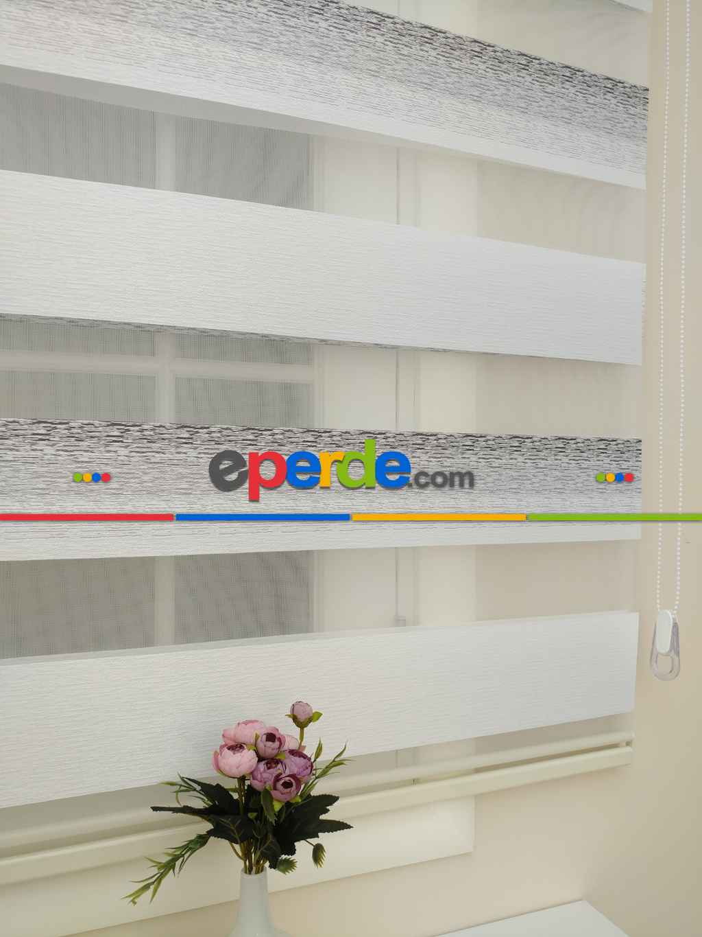 Ekru - Gri Detaylı Zebra Perde 2021 Elit- Gri-füme-antrasit-ekru