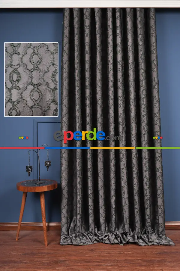 Yatak Odası Fon Perde - S Pile Dökümlü Jakar Dokuma Fon Perde
