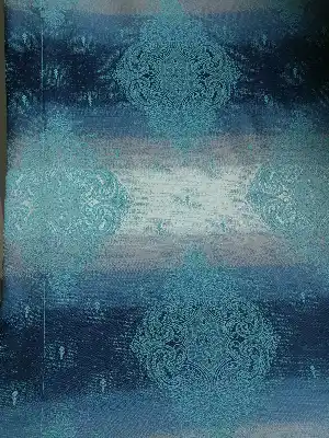 Salon Fon Perde - Fon Perde Turkuaz Damask Desenli(fon Demiri Hediyeli)- Turkuaz