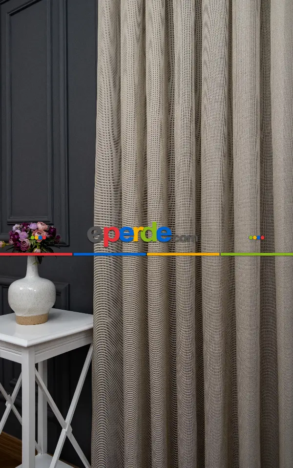 Salon Tül - Vizon Renkli Kedi Tırmalamalarına Dayanaklı Tül Perde