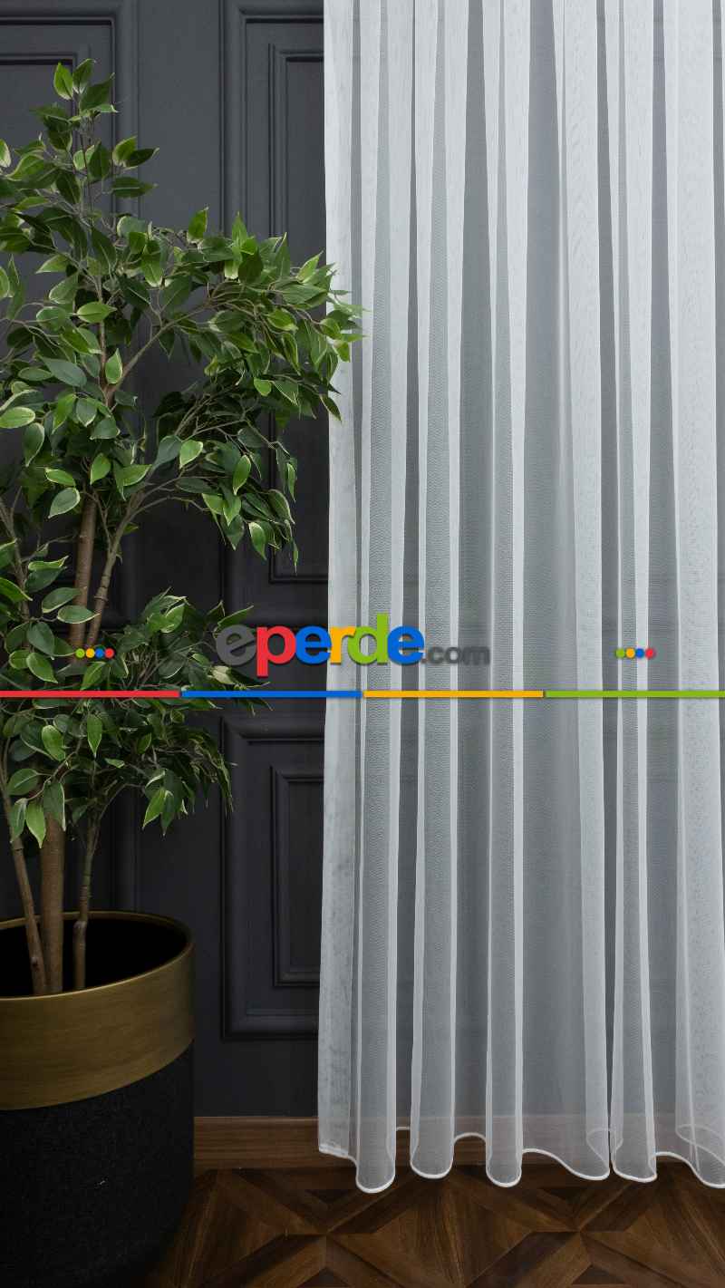 Çocuk Odası - Grek Tül Düz Zemin Dökümlü Ekru Tül- Ekru