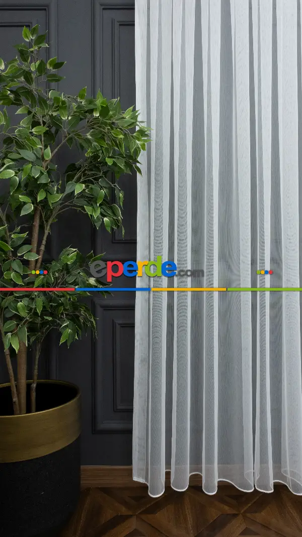 Çocuk Odası - Grek Tül Düz Zemin Dökümlü Ekru Tül- Ekru