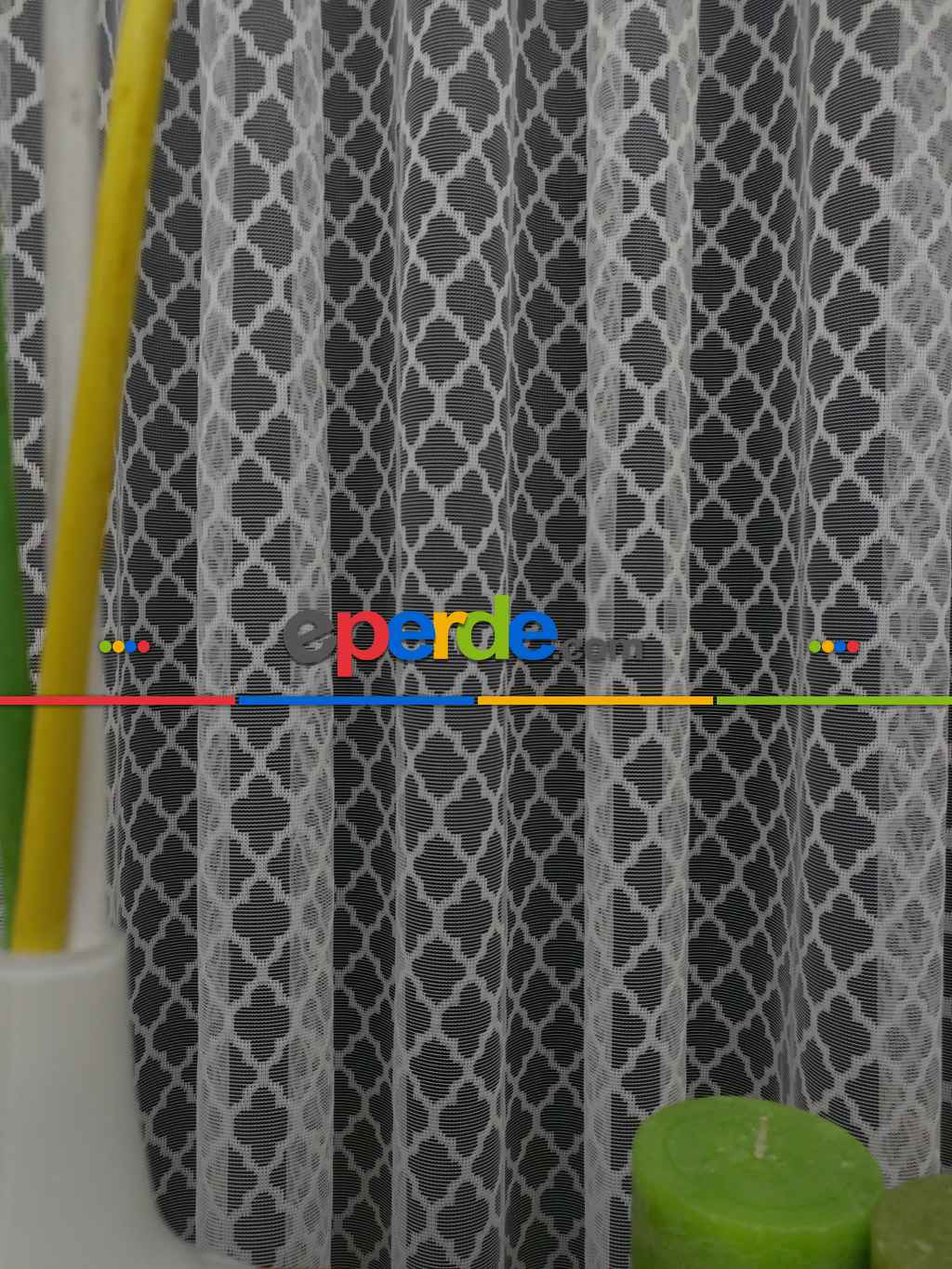 Damask Desen Fransız Dantel Örme Tül Perde & Kruvaze Perde- Ekru