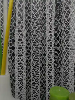 Damask Desen Fransız Dantel Örme Tül Perde & Kruvaze Perde- Ekru