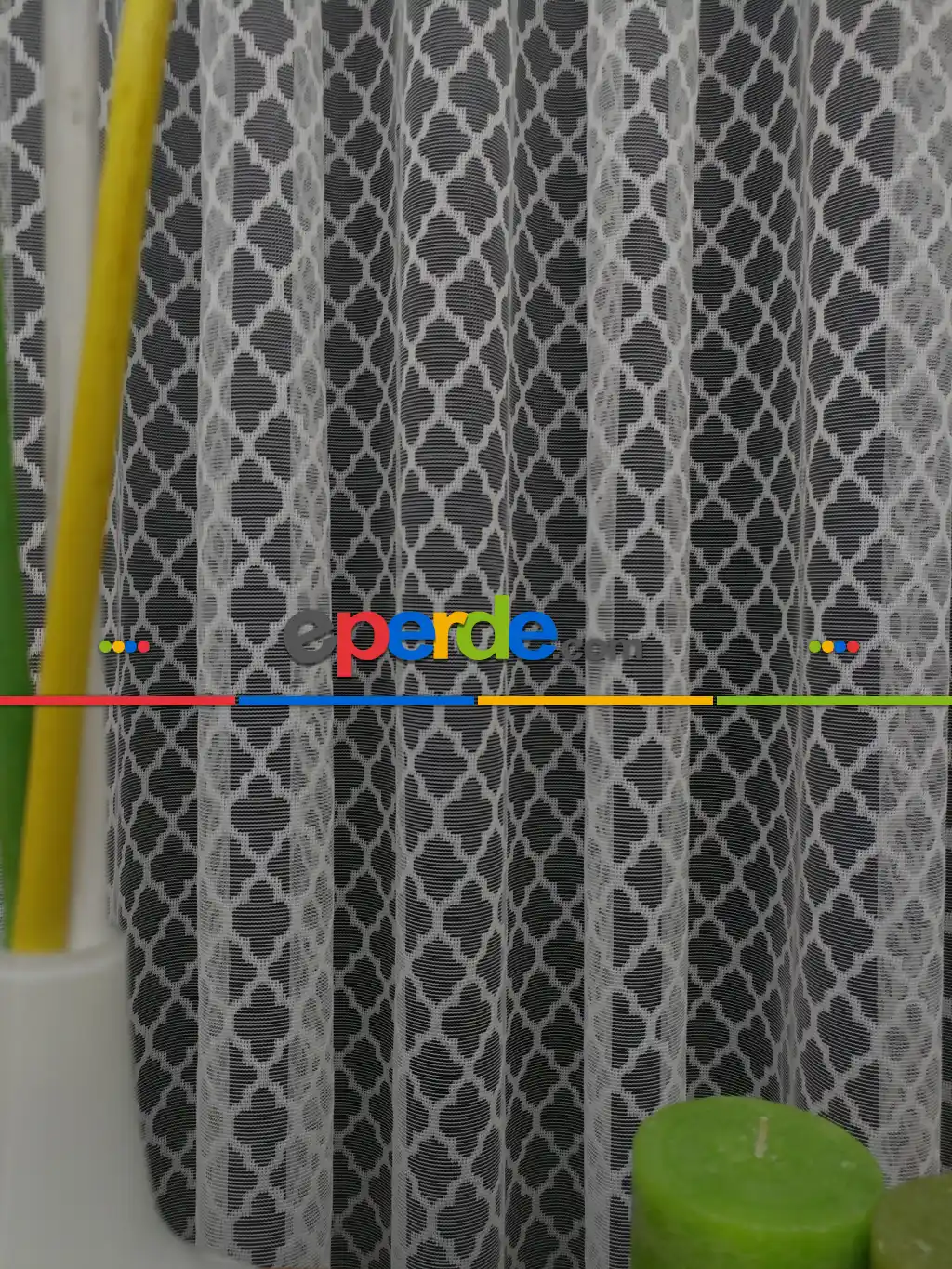 Damask Desen Fransız Dantel Örme Tül Perde & Kruvaze Perde- Ekru
