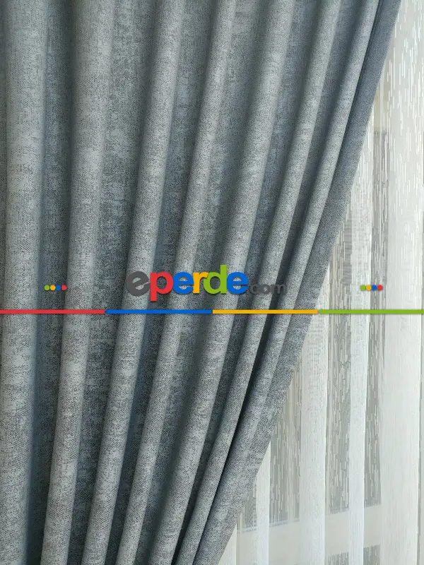 Gri - Düz Jakar Fon Perde (180)- Gri-füme-antrasit