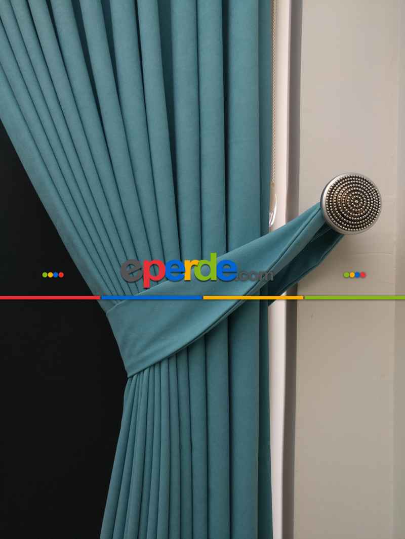 Düz Renk Dökümlü Fon Perde (150)- Mavi