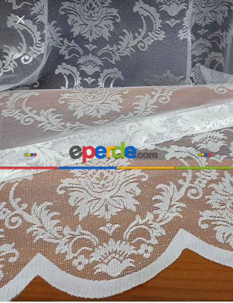 Salon Tül Perde - Örme Damaks Desen Fransız Dantel Tül Perde