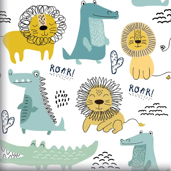 Timsah Ve Aslan Desenli Fon Perde Evm1088-2 Kumaşı Kalındır Duck Bezi Değildir- Siyah-Sarı-Beyaz