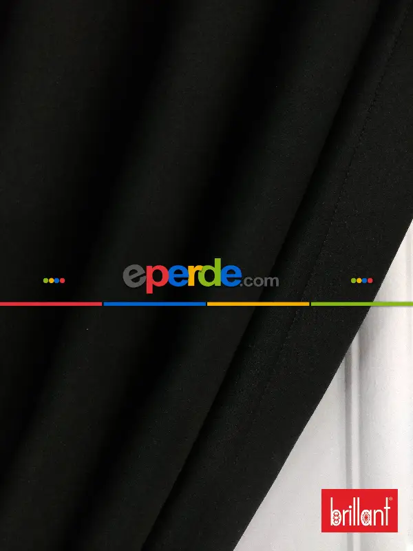 Yatak Odası - Brillant Karartma Blackout Siyah Renk Fon Perde- Siyah