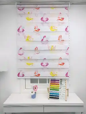 Kız Çocuk Odası Zebra Perde- Sarı-pembe