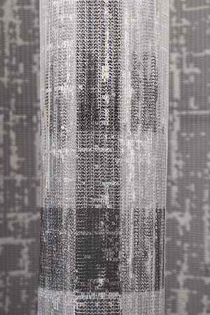 Genç Odası - Modern Çizgili Baskılı Örme Tül Perde- Gri ( Degrade Geçişli) 2022 Özel Seri