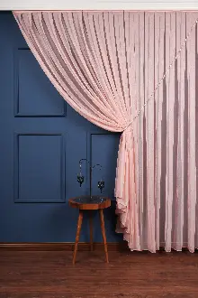 Pudra Tülden Kordon Toplama Fon Perde ( Kordon Hediyeli)