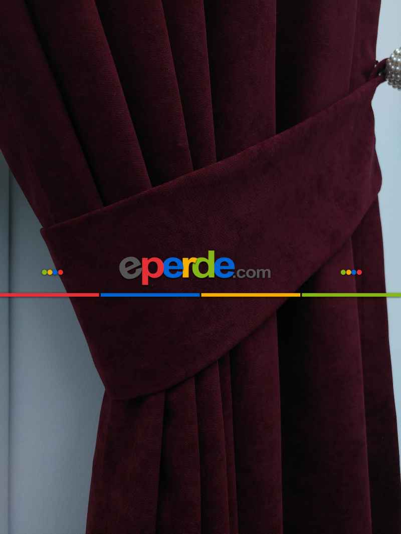 Salon Fon - Bordo - Düz Fon Perde ( 280 Eninde )- Bordo
