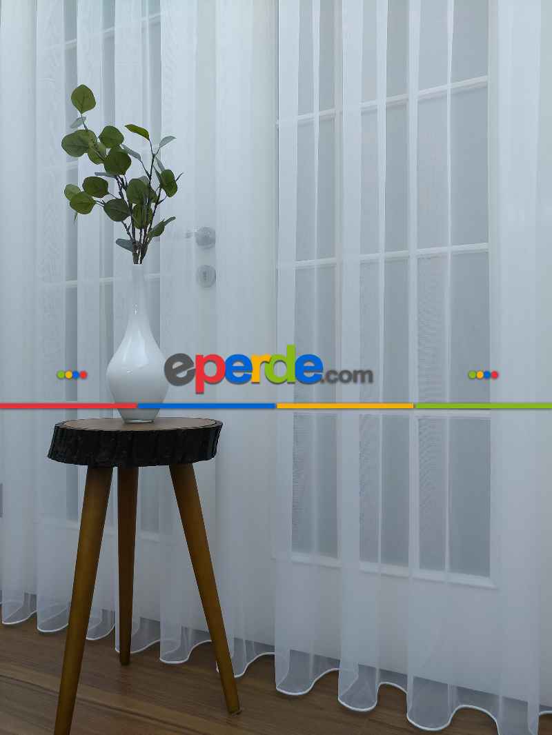 Mutfak - Pırıltı Zemin Tül Işıltılı Tül Simli Perde Beyaz Renk- Beyaz