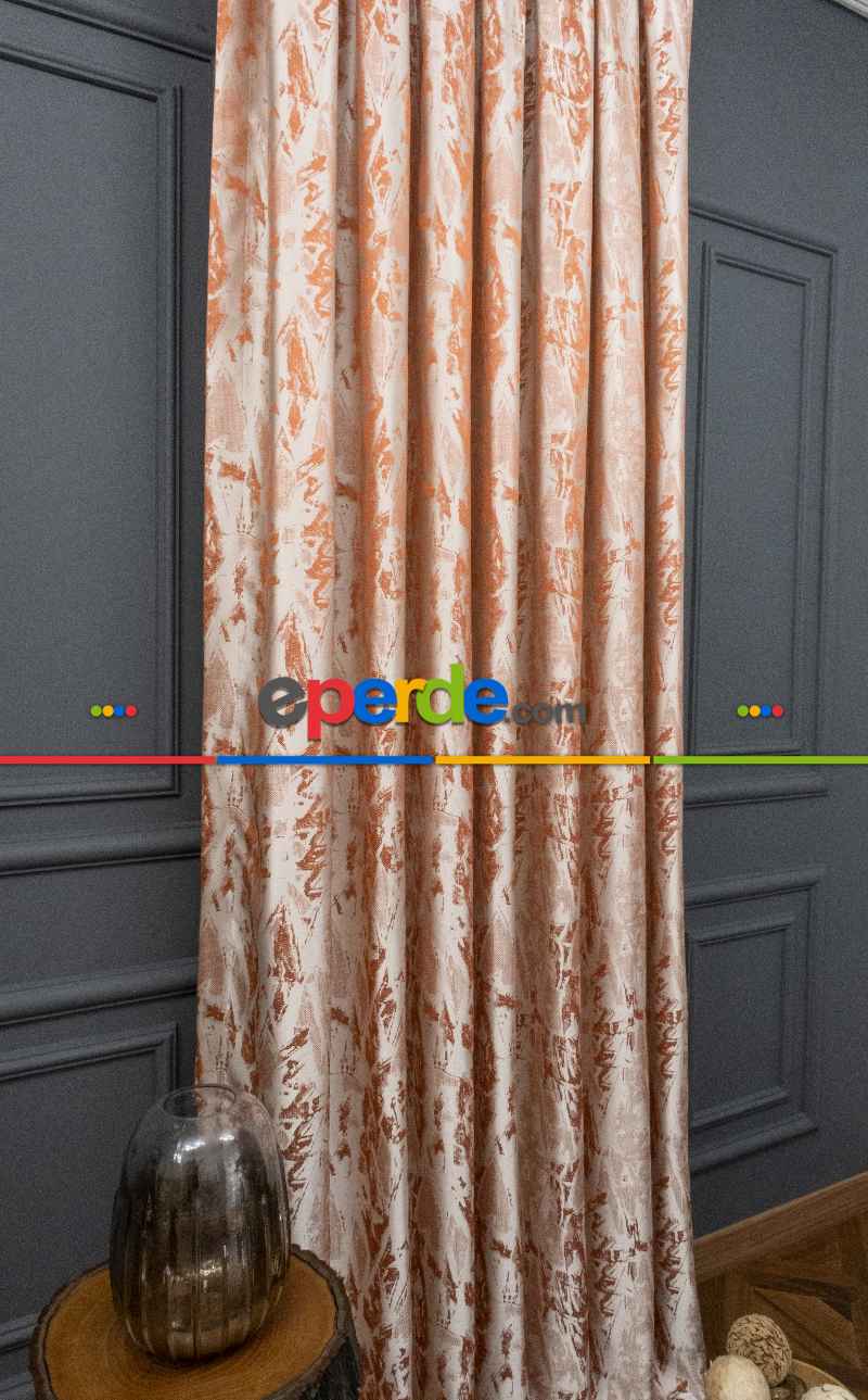 Jakar Dokuma Fon Perde Kiremit Renk